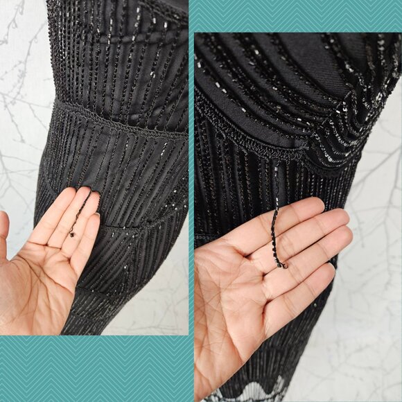 Karen Millen Black Beaded Strappy 1920's Flapper Dress - Picture 5 of 6